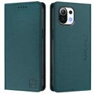 For Xiaomi Mi 11 Lite / Mi 11 Lite 5G RC01 Dual-Folded Magnetic Suction RFID Leather Phone Case(Dark Green) - 2