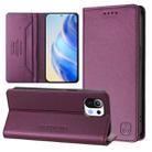 For Xiaomi Mi 11 Lite / Mi 11 Lite 5G RC01 Dual-Folded Magnetic Suction RFID Leather Phone Case(Violet) - 1