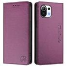 For Xiaomi Mi 11 Lite / Mi 11 Lite 5G RC01 Dual-Folded Magnetic Suction RFID Leather Phone Case(Violet) - 2