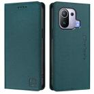 For Xiaomi Mi 11 Pro RC01 Dual-Folded Magnetic Suction RFID Leather Phone Case(Dark Green) - 2