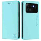 For Xiaomi Mi 11 Ultra RC01 Dual-Folded Magnetic Suction RFID Leather Phone Case(Mint Green) - 2