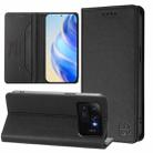 For Xiaomi Mi 11 Ultra RC01 Dual-Folded Magnetic Suction RFID Leather Phone Case(Black) - 1
