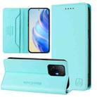 For Xiaomi 11T / 11T Pro RC01 Dual-Folded Magnetic Suction RFID Leather Phone Case(Mint Green) - 1