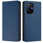 For Xiaomi 11T / 11T Pro RC01 Dual-Folded Magnetic Suction RFID Leather Phone Case(Dark Blue) - 2