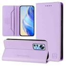 For Xiaomi 12 5G / 12X 5G / 12S 5G RC01 Dual-Folded Magnetic Suction RFID Leather Phone Case(Light Purple) - 1