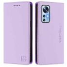 For Xiaomi 12 5G / 12X 5G / 12S 5G RC01 Dual-Folded Magnetic Suction RFID Leather Phone Case(Light Purple) - 2
