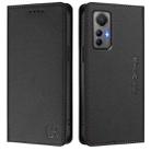 For Xiaomi 12 Lite RC01 Dual-Folded Magnetic Suction RFID Leather Phone Case(Black) - 2