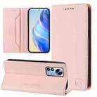 For Xiaomi 12 Pro / 12S Pro RC01 Dual-Folded Magnetic Suction RFID Leather Phone Case(Pink) - 1