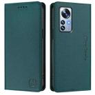 For Xiaomi 12 Pro / 12S Pro RC01 Dual-Folded Magnetic Suction RFID Leather Phone Case(Dark Green) - 2