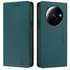 For Xiaomi 12S Ultra RC01 Dual-Folded Magnetic Suction RFID Leather Phone Case(Dark Green) - 2