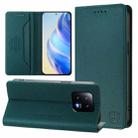 For Xiaomi 13 5G RC01 Dual-Folded Magnetic Suction RFID Leather Phone Case(Dark Green) - 1