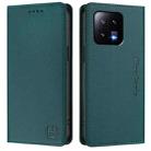 For Xiaomi 13 5G RC01 Dual-Folded Magnetic Suction RFID Leather Phone Case(Dark Green) - 2