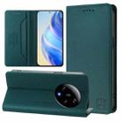 For Xiaomi 13 Ultra RC01 Dual-Folded Magnetic Suction RFID Leather Phone Case(Dark Green) - 1