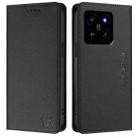 For Xiaomi 14 5G RC01 Dual-Folded Magnetic Suction RFID Leather Phone Case(Black) - 2