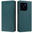 For Xiaomi 14 5G RC01 Dual-Folded Magnetic Suction RFID Leather Phone Case(Dark Green) - 2