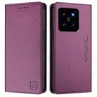 For Xiaomi 14 5G RC01 Dual-Folded Magnetic Suction RFID Leather Phone Case(Violet) - 2