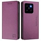 For Xiaomi 14 Pro 5G RC01 Dual-Folded Magnetic Suction RFID Leather Phone Case(Violet) - 2