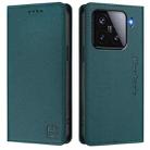 For Xiaomi 15 RC01 Dual-Folded Magnetic Suction RFID Leather Phone Case(Dark Green) - 2