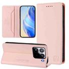 For Xiaomi 15 Pro RC01 Dual-Folded Magnetic Suction RFID Leather Phone Case(Pink) - 1