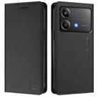 For Xiaomi Poco X6 Neo 5G RC01 Dual-Folded Magnetic Suction RFID Leather Phone Case(Black) - 2