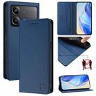 For Xiaomi Poco X6 Neo 5G RC01 Dual-Folded Magnetic Suction RFID Leather Phone Case(Dark Blue) - 1