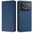 For Xiaomi Poco X6 Neo 5G RC01 Dual-Folded Magnetic Suction RFID Leather Phone Case(Dark Blue) - 2