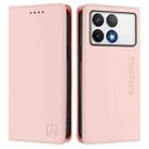 For Xiaomi Poco F6 Pro 5G RC01 Dual-Folded Magnetic Suction RFID Leather Phone Case(Pink) - 2