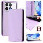 For Xiaomi Poco F6 Pro 5G RC01 Dual-Folded Magnetic Suction RFID Leather Phone Case(Light Purple) - 1