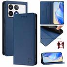 For Xiaomi Poco F6 Pro 5G RC01 Dual-Folded Magnetic Suction RFID Leather Phone Case(Dark Blue) - 1