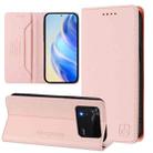 For Xiaomi Poco M4 Pro 4G RC01 Dual-Folded Magnetic Suction RFID Leather Phone Case(Pink) - 1