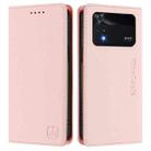 For Xiaomi Poco M4 Pro 4G RC01 Dual-Folded Magnetic Suction RFID Leather Phone Case(Pink) - 2