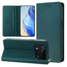 For Xiaomi Poco M4 Pro 4G RC01 Dual-Folded Magnetic Suction RFID Leather Phone Case(Dark Green) - 1
