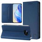 For Xiaomi Poco X3 / X3 NFC / X3 Pro RC01 Dual-Folded Magnetic Suction RFID Leather Phone Case(Dark Blue) - 1