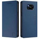 For Xiaomi Poco X3 / X3 NFC / X3 Pro RC01 Dual-Folded Magnetic Suction RFID Leather Phone Case(Dark Blue) - 2