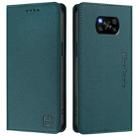 For Xiaomi Poco X3 / X3 NFC / X3 Pro RC01 Dual-Folded Magnetic Suction RFID Leather Phone Case(Dark Green) - 2