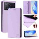 For Xiaomi Poco X6 Pro / Redmi K70E RC01 Dual-Folded Magnetic Suction RFID Leather Phone Case(Light Purple) - 1