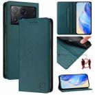 For Xiaomi Poco X6 Pro / Redmi K70E RC01 Dual-Folded Magnetic Suction RFID Leather Phone Case(Dark Green) - 1