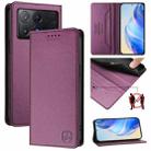 For Xiaomi Poco X6 Pro / Redmi K70E RC01 Dual-Folded Magnetic Suction RFID Leather Phone Case(Violet) - 1