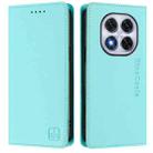 For Xiaomi Poco X7 5G / Redmi Note 14 Pro 5G RC01 Dual-Folded Magnetic Suction RFID Leather Phone Case(Mint Green) - 2