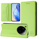 For Xiaomi 15 Ultra RC01 Dual-Folded Magnetic Suction RFID Leather Phone Case(Grass Green) - 1