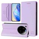 For Xiaomi 15 Ultra RC01 Dual-Folded Magnetic Suction RFID Leather Phone Case(Light Purple) - 1
