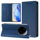 For Xiaomi 15 Ultra RC01 Dual-Folded Magnetic Suction RFID Leather Phone Case(Dark Blue) - 1