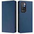 For Redmi 10 4G 2021 / 2022 Global RC01 Dual-Folded Magnetic Suction RFID Leather Phone Case(Dark Blue) - 2