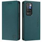 For Redmi 10 4G 2021 / 2022 Global RC01 Dual-Folded Magnetic Suction RFID Leather Phone Case(Dark Green) - 2