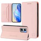 For Redmi 10 5G / 10 Prime+ 5G Global RC01 Dual-Folded Magnetic Suction RFID Leather Phone Case(Pink) - 1