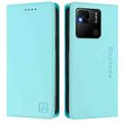 For Redmi 10A / 9C RC01 Dual-Folded Magnetic Suction RFID Leather Phone Case(Mint Green) - 2