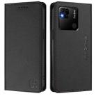 For Redmi 10A / 9C RC01 Dual-Folded Magnetic Suction RFID Leather Phone Case(Black) - 2