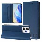 For Redmi 12 5G / 4G Global / Note 12R RC01 Dual-Folded Magnetic Suction RFID Leather Phone Case(Dark Blue) - 1