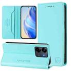 For Redmi 13C 5G / 4G Global RC01 Dual-Folded Magnetic Suction RFID Leather Phone Case(Mint Green) - 1