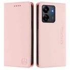 For Redmi 13C 5G / 4G Global RC01 Dual-Folded Magnetic Suction RFID Leather Phone Case(Pink) - 2